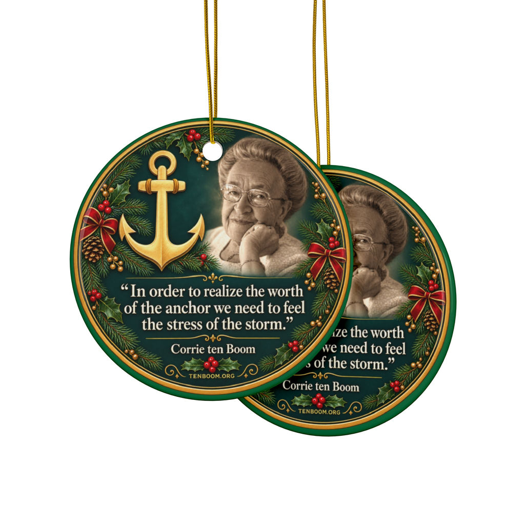 Anchor Quote Ceramic Ornament | Corrie Ten Boom inspirational Christmas ornament