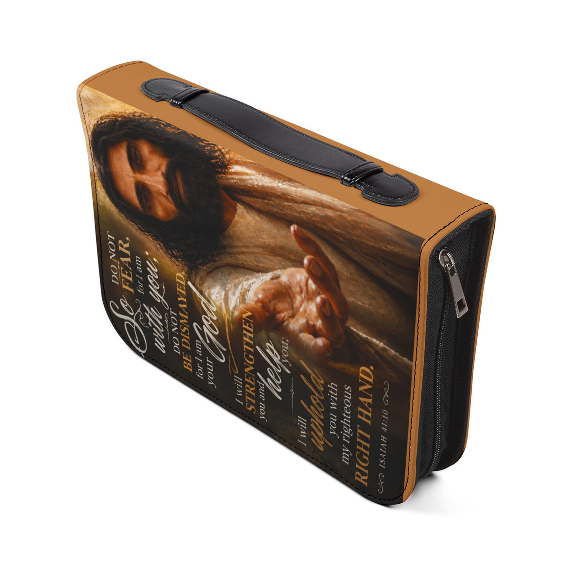 Do Not Fear For I Am With You Jesus Bible Cover in Brown 4 sizes
