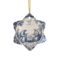 Christmas Blue and White Nativity Ceramic Snowflake Ornament