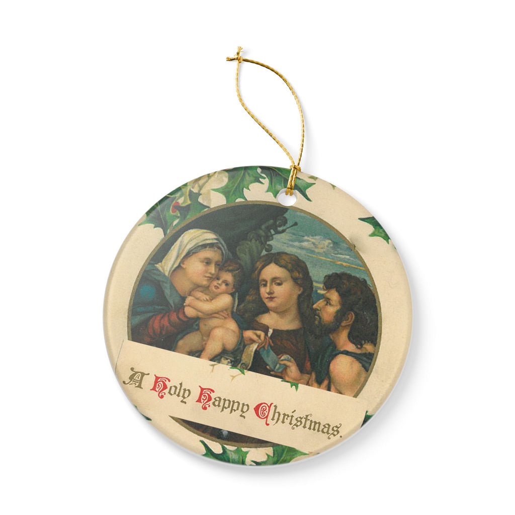Holy Happy Christmas Nativity Ceramic Decoration Ornament, (1pc)