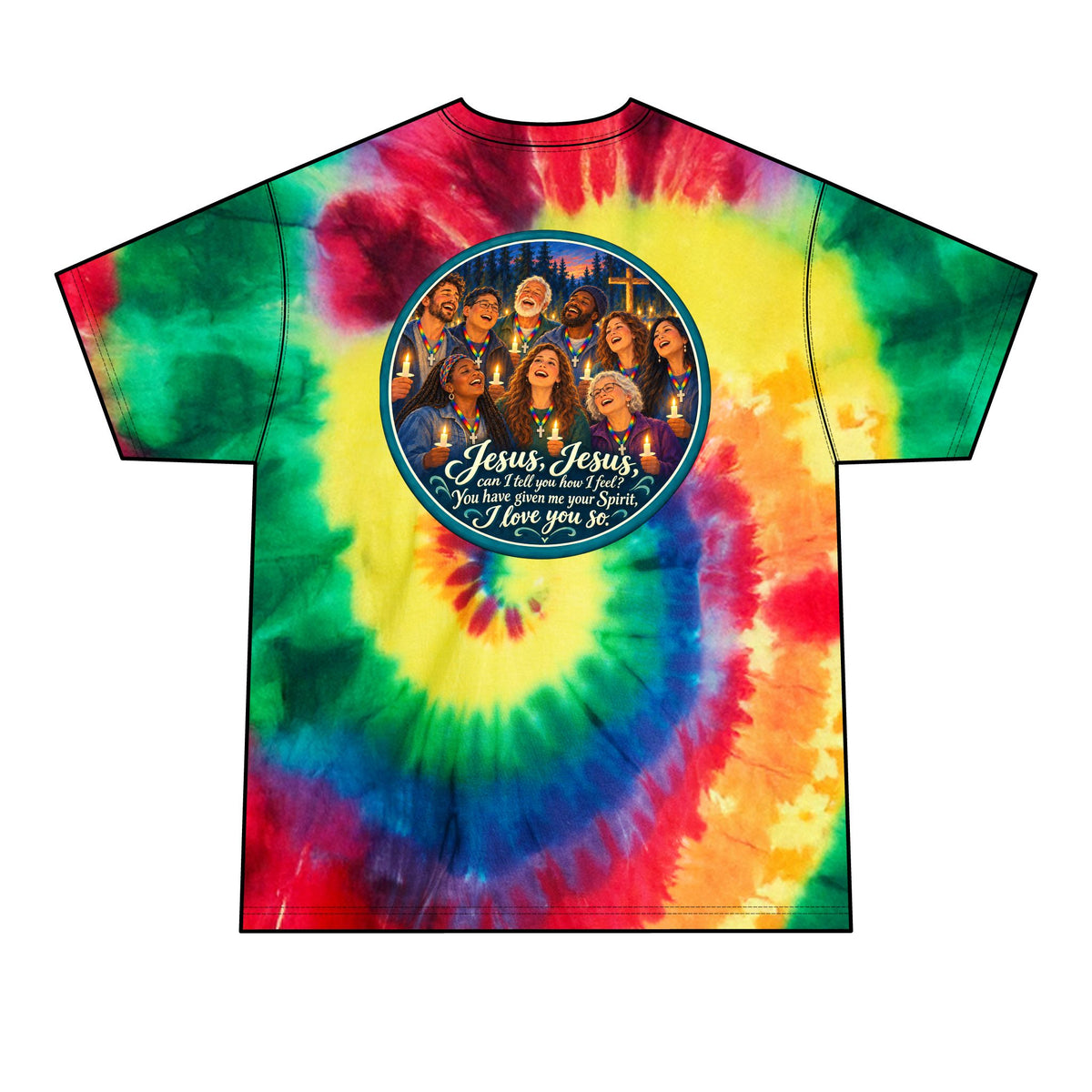 Walk to Emmaus DeColores Candlelight Service Jesus Jesus Window Tie-Dye Tee