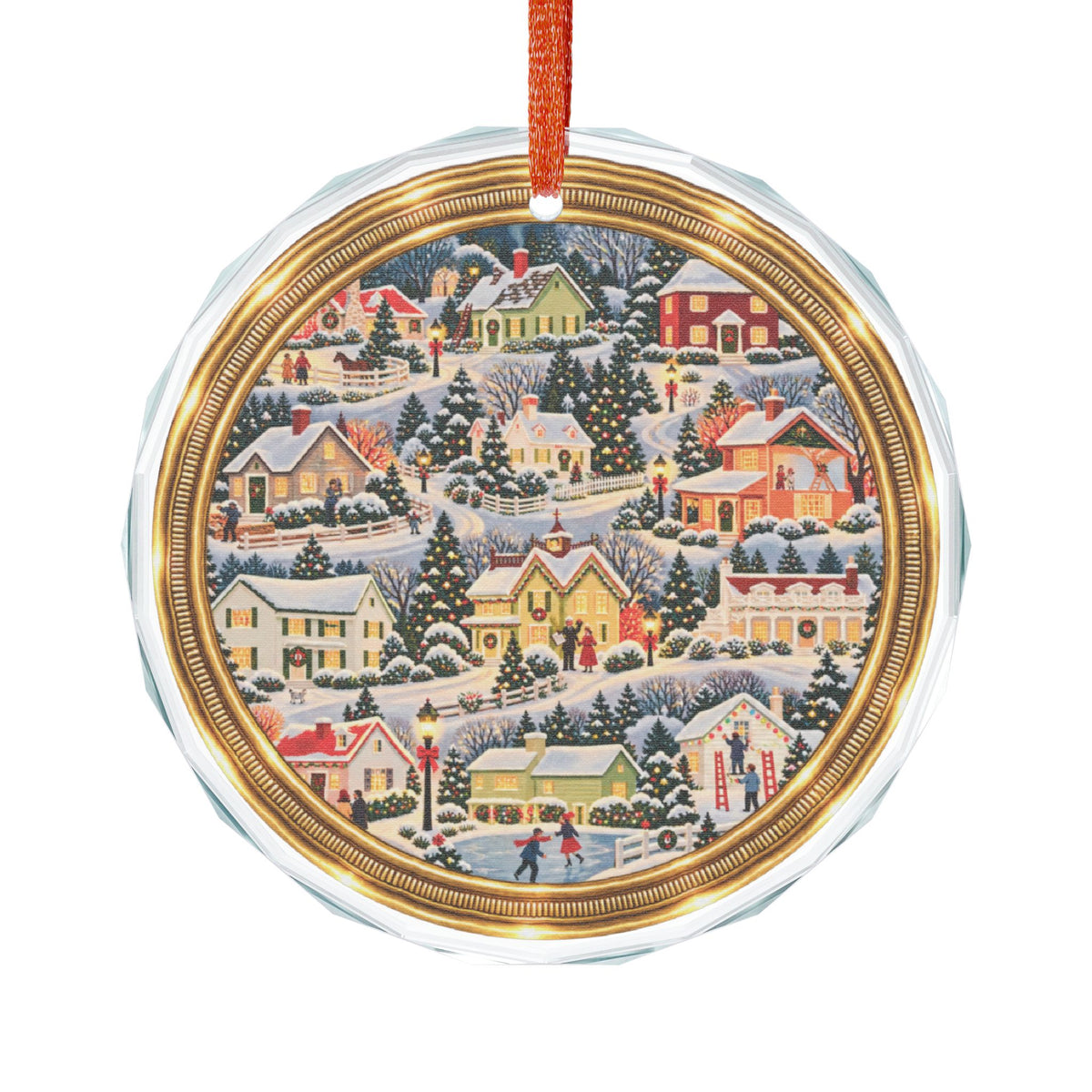 Glass Ornament — Vintage Snowy Village Christmas Decoration