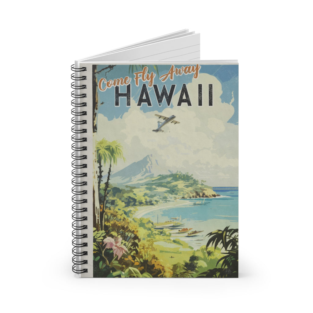 Vintage Hawaii Travel Poster Waikiki Diamondhead Spiral Notebook - Ruled Line