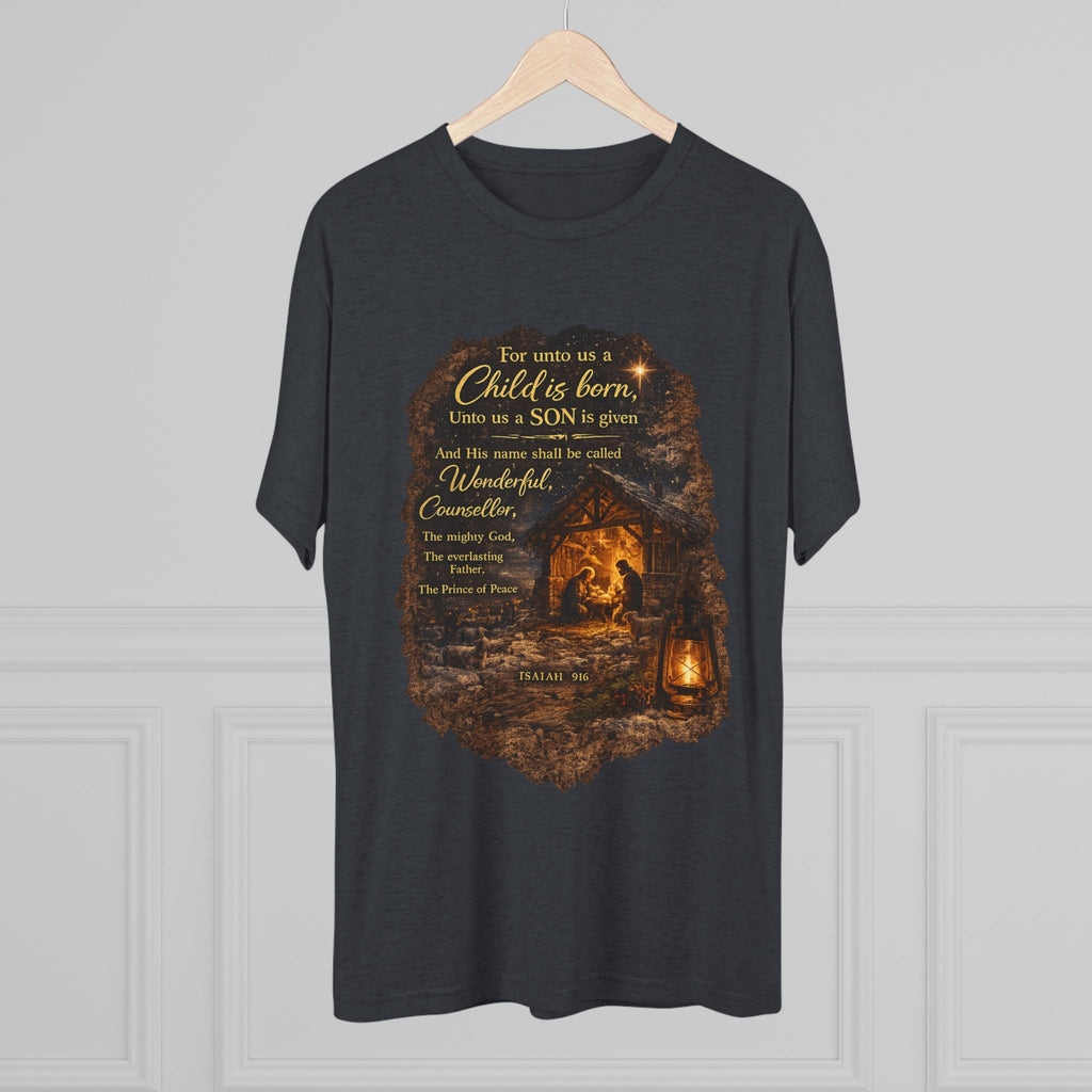 Child Is Born Nativity Scene T-Shirt | Christmas Bible Verse