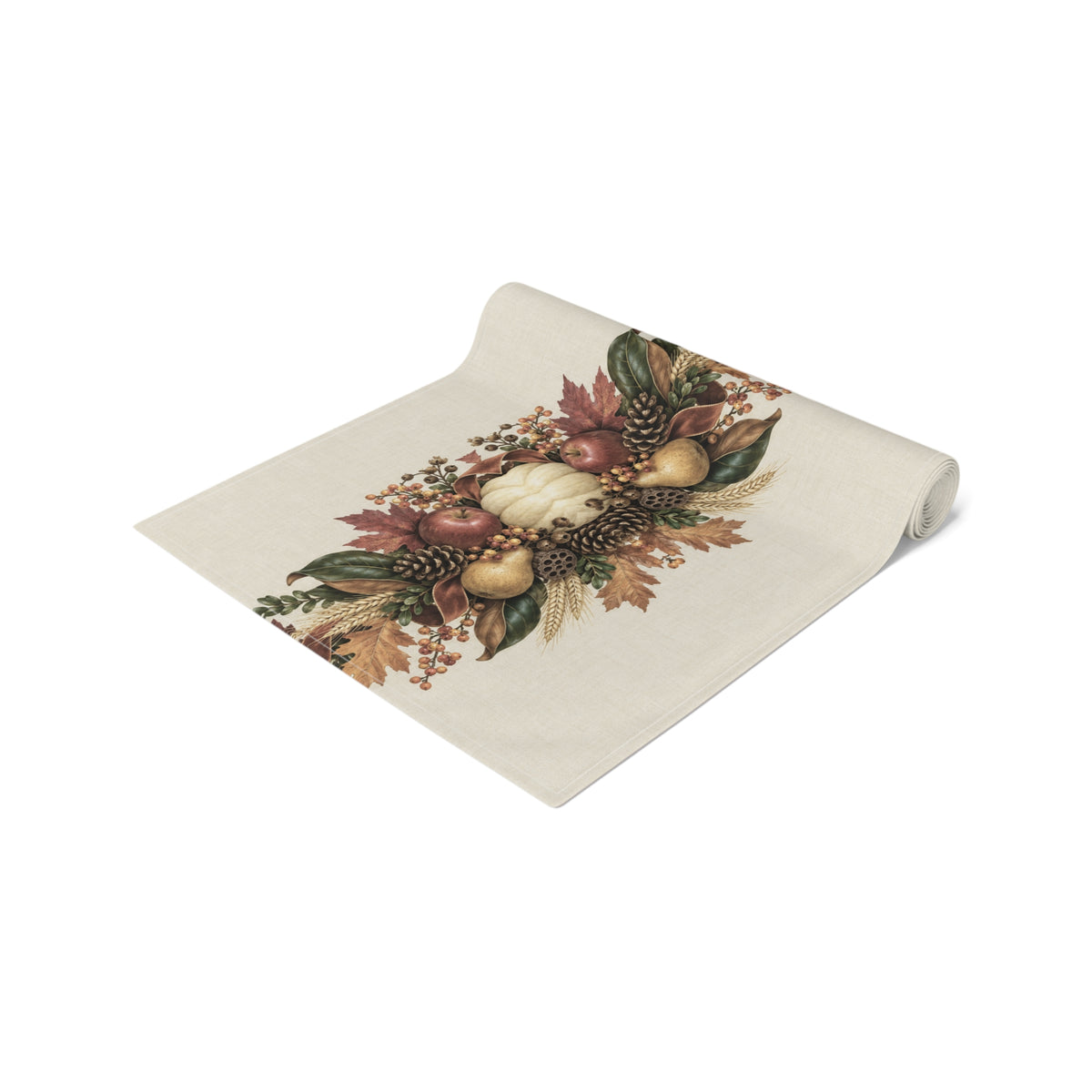 Autumn Harvest Table Runner — Pumpkin & Fall Foliage Thanksgiving Decor