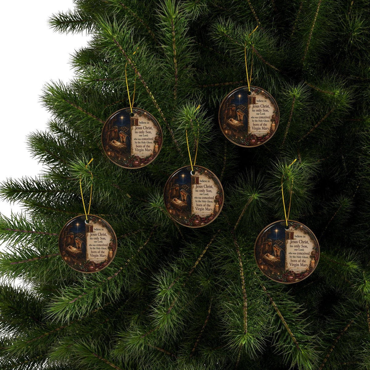 Apostle’s Creed Nativity Christmas Ornaments, 2-Side Print, (1pc, 3pcs, 5pcs, 10pcs)