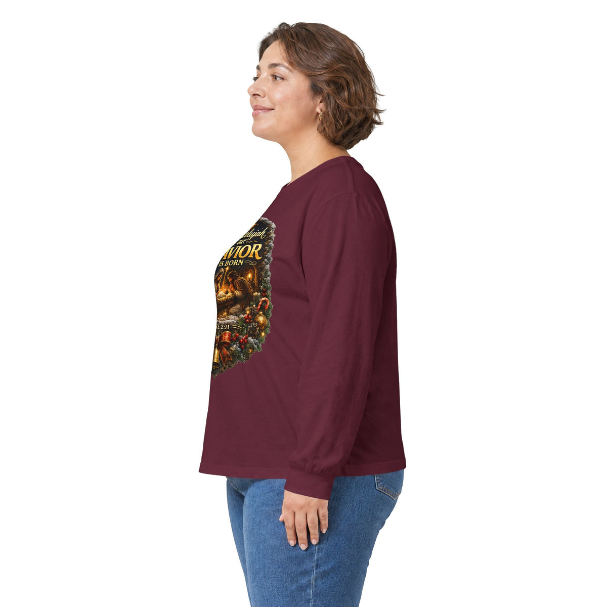 Hallelujah Our Savior Is Born long sleeve tee | Nativity Christmas shirt