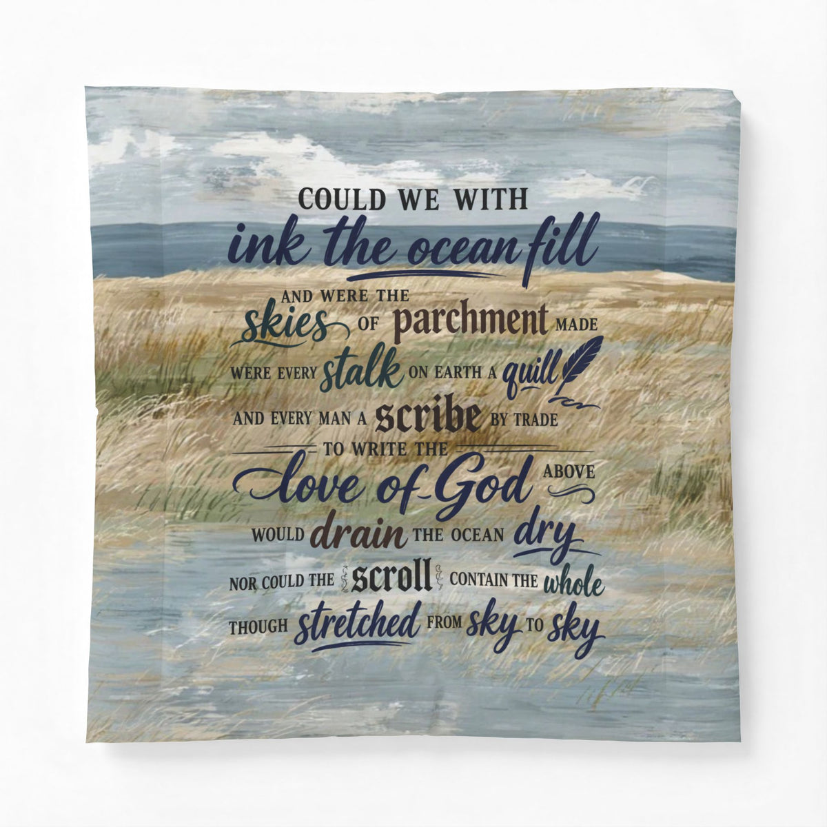 Beach Waves Scripture Comforter – "Love of God" Quote Cotton Comforter