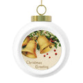 Vintage 1940s Bells and Holly Christmas Ball Ornament