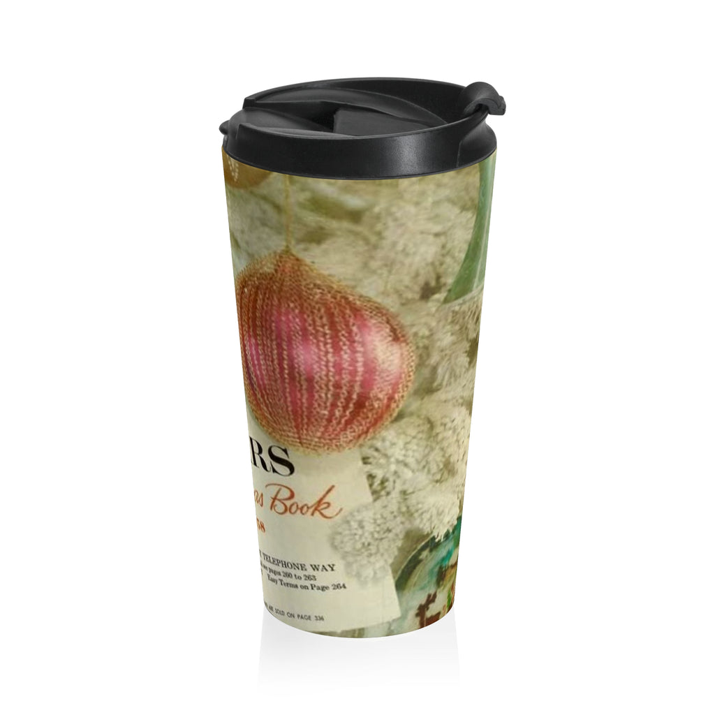 Vintage Christmas Ornaments Travel Mug | Retro Holiday Baubles Thermos