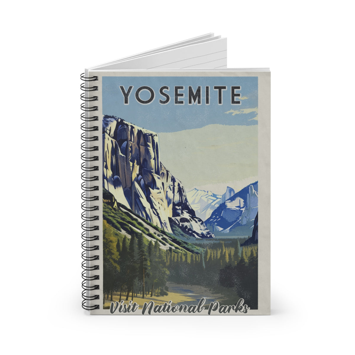 Vintage Yosemite National Park Travel poster Spiral Notebook - Ruled Line