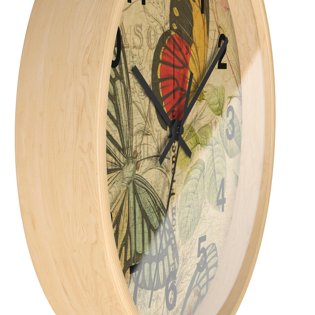 Vintage French Postcard Butterfly Wall Clock