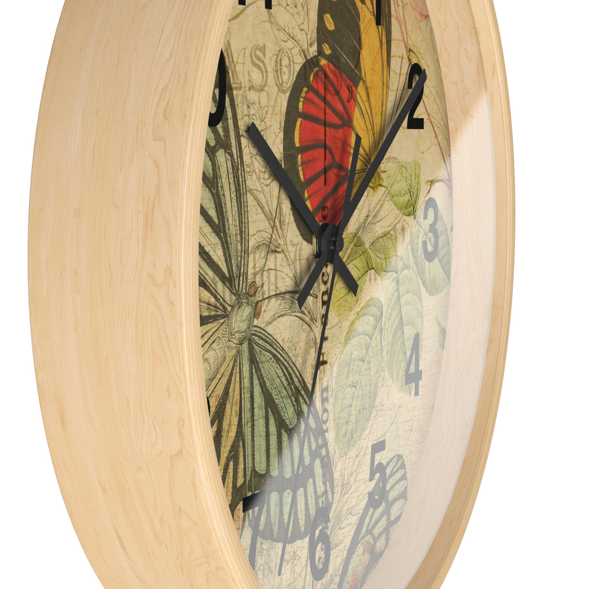 Vintage French Postcard Butterfly Wall Clock