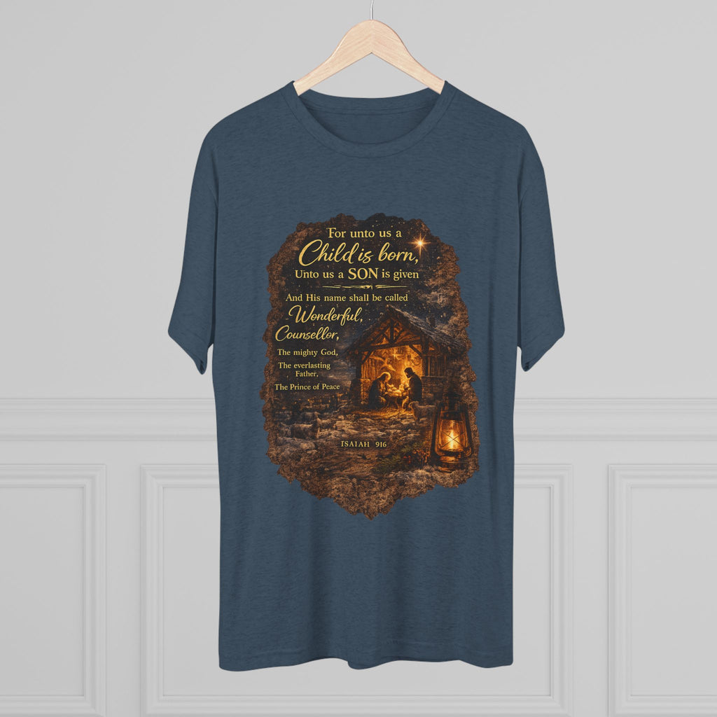 Child Is Born Nativity Scene T-Shirt | Christmas Bible Verse