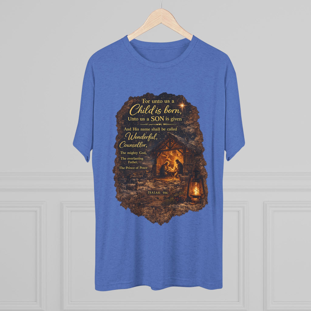 Child Is Born Nativity Scene T-Shirt | Christmas Bible Verse