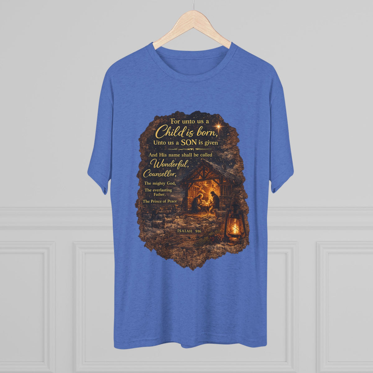 Child Is Born Nativity Scene T-Shirt | Christmas Bible Verse