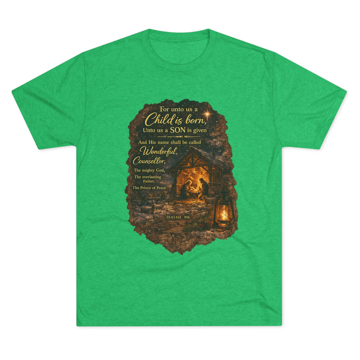 Child Is Born Nativity Scene T-Shirt | Christmas Bible Verse