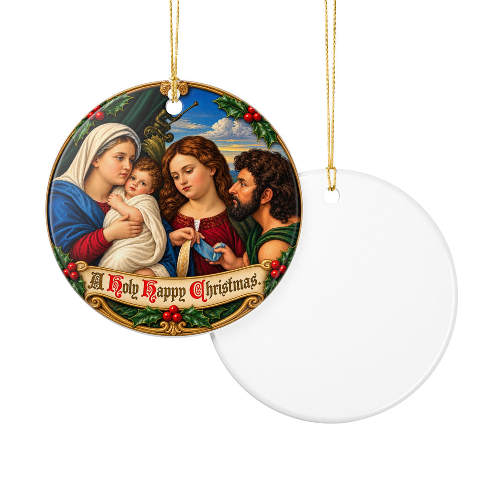 Holy Happy Christmas Nativity Ceramic Decoration Ornament, (1pc)