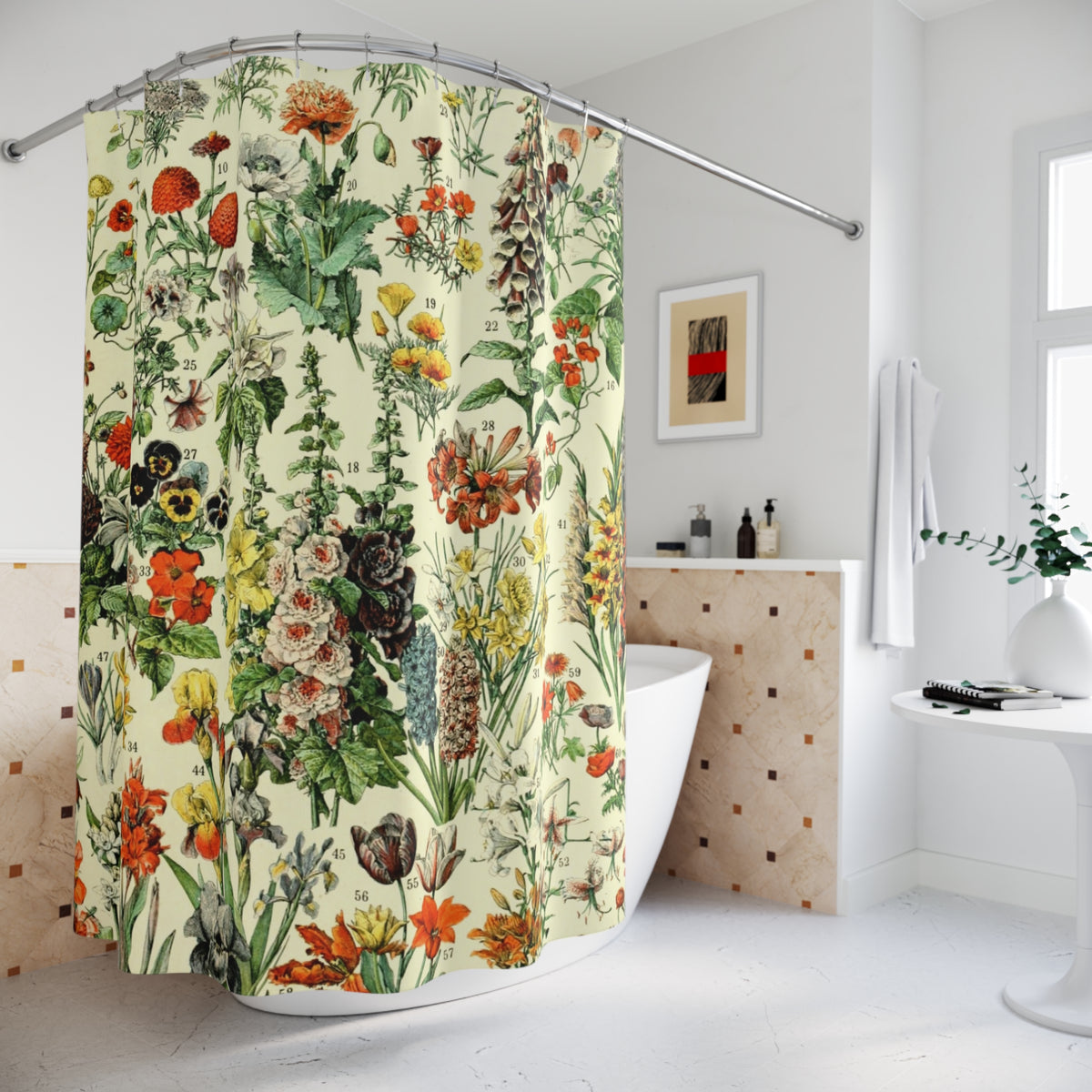 Vintage Wildflower Sampler Shower Curtain