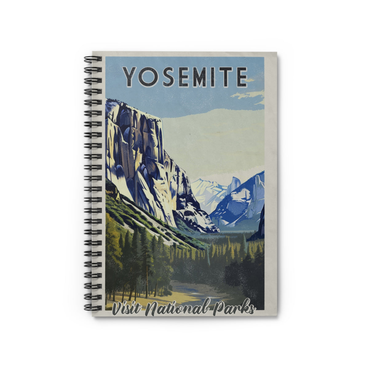Vintage Yosemite National Park Travel poster Spiral Notebook - Ruled Line