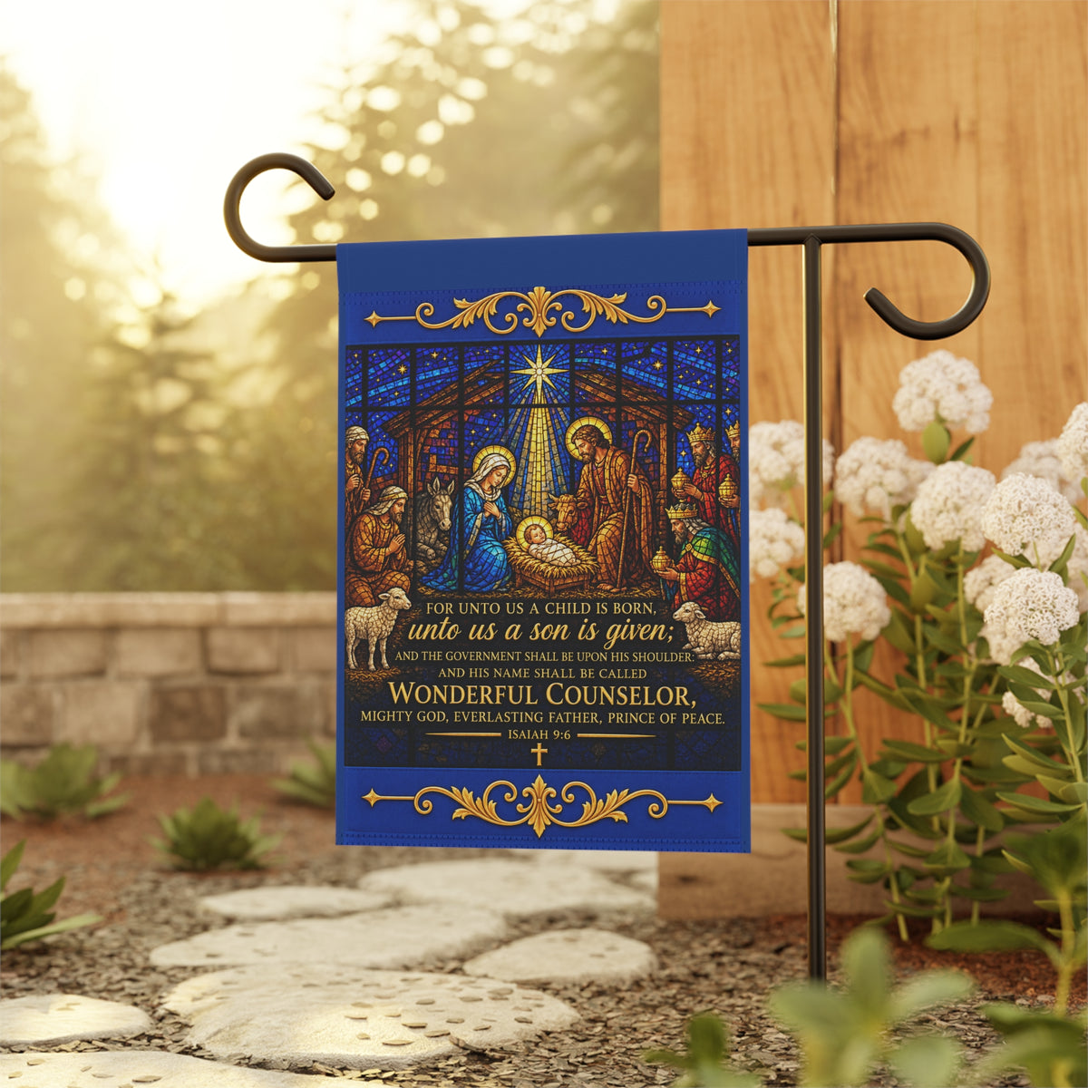 Nativity Scene with Scripture Garden & House Banner | Christmas Yard Flag