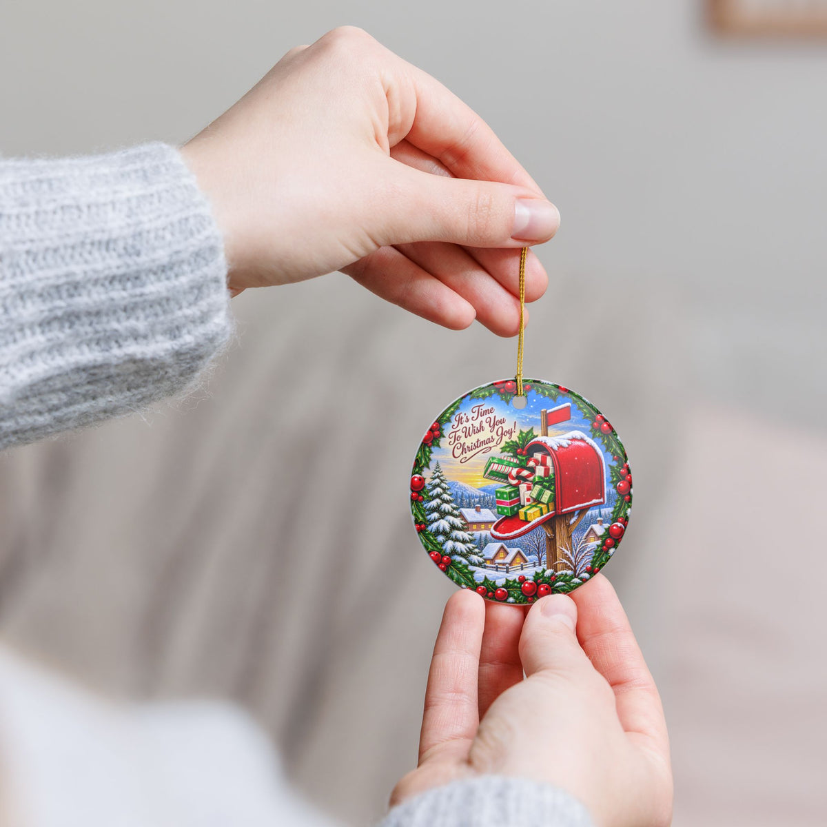 Christmas Mailboxes Ceramic Decoration Ornament, (1pc)