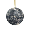 Currier and Ives “The Old Grist Mill” Blue and White Ceramic Ornaments, 2-Side Print, (1pc, 3pcs, 5pcs, 10pcs)