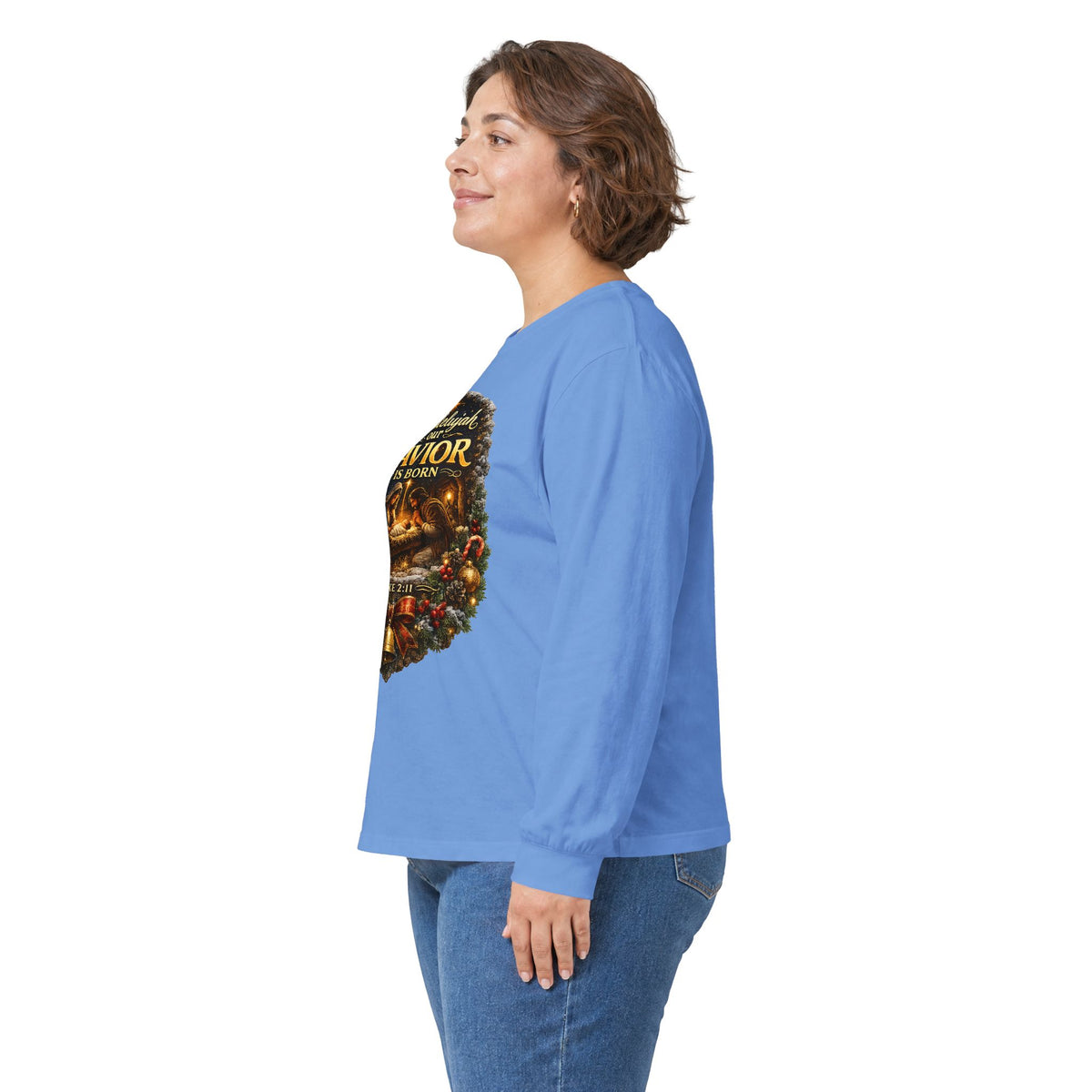 Hallelujah Our Savior Is Born long sleeve tee | Nativity Christmas shirt