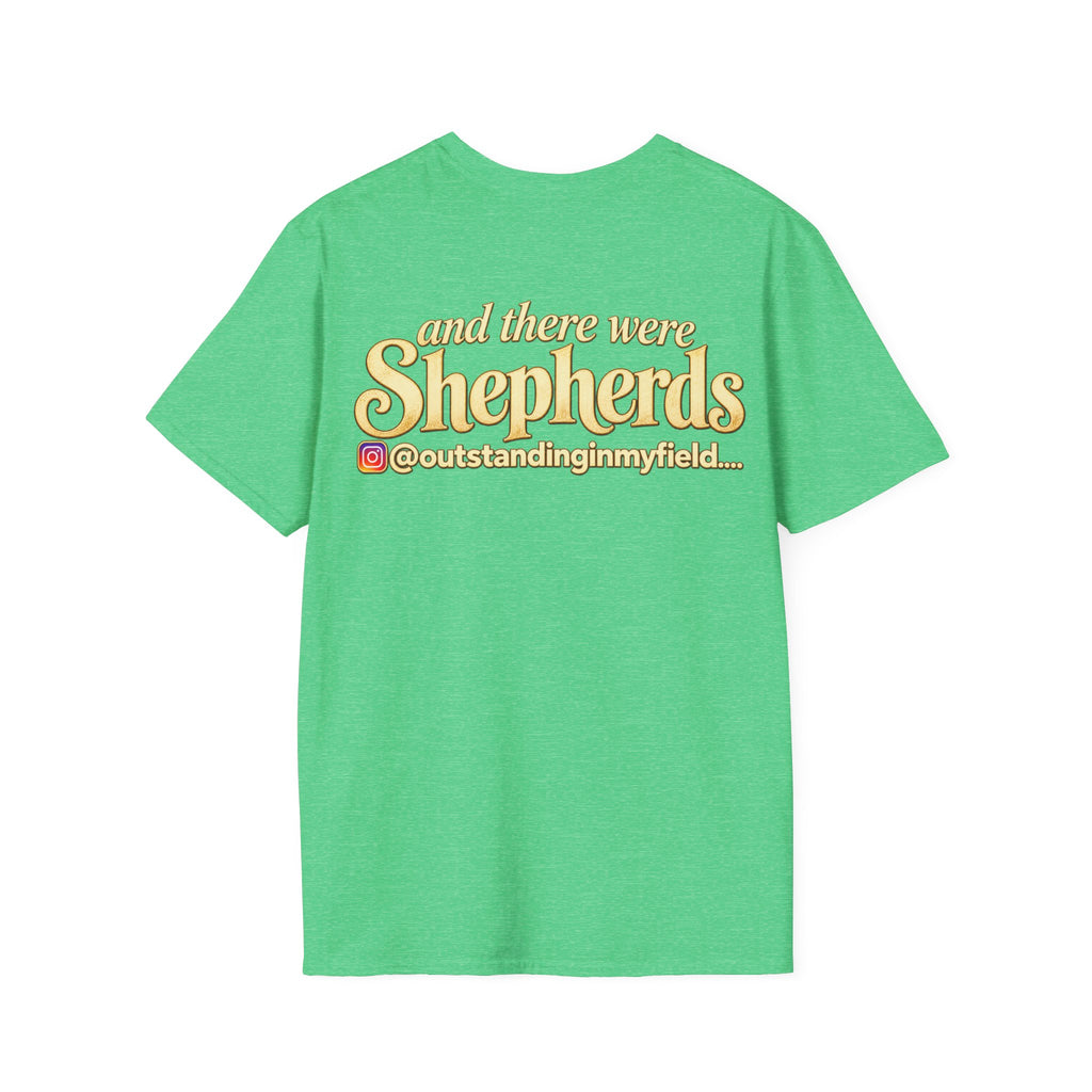 Shepherds Outstanding in the Field Christian Humor Unisex Softstyle Christmas T-Shirt