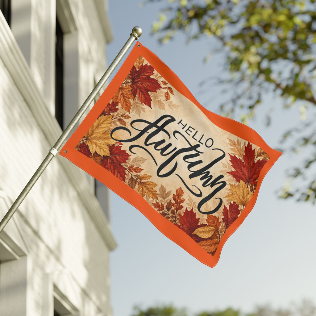 Hello Autumn Double-Sided Garden Flag — Fall Leaves Seasonal Outdoor Decor