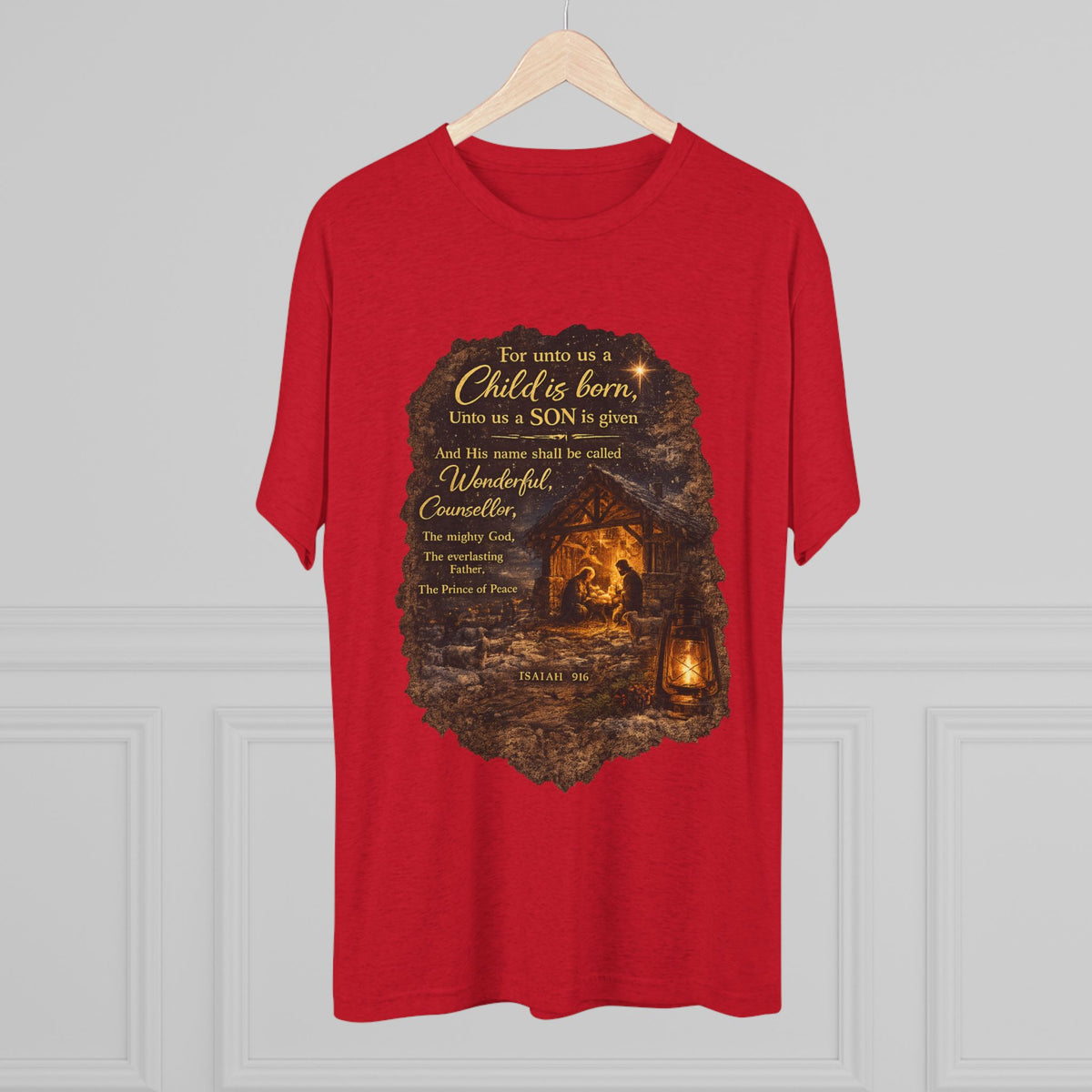 Child Is Born Nativity Scene T-Shirt | Christmas Bible Verse