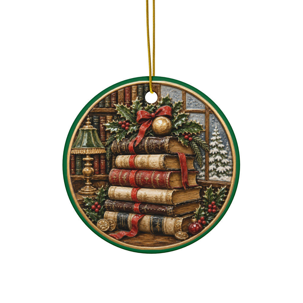 Vintage Christmas Book Stack Christmas Ornaments, 2-Side Print, (1pc, 3pcs, 5pcs, 10pcs)