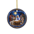 Colorful Embroidery Look Nativity Ceramic Christmas Ornaments, 2-Side Print, (1pc, 3pcs, 5pcs, 10pcs)