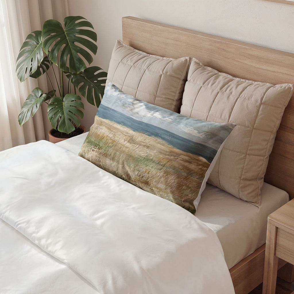 Coastal Meadow Pillow Sham — Soft Beach Landscape Decorative Pillowcase