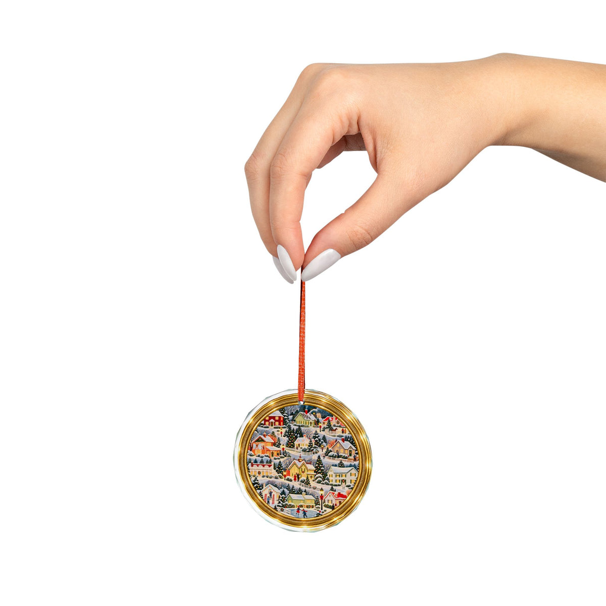 Glass Ornament — Vintage Snowy Village Christmas Decoration