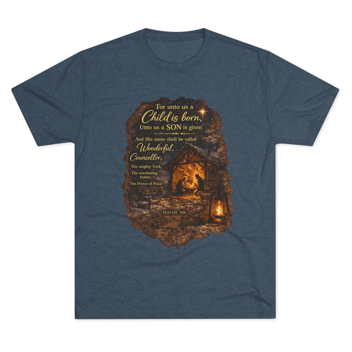 Child Is Born Nativity Scene T-Shirt | Christmas Bible Verse