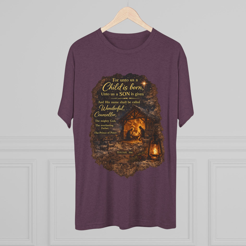 Child Is Born Nativity Scene T-Shirt | Christmas Bible Verse