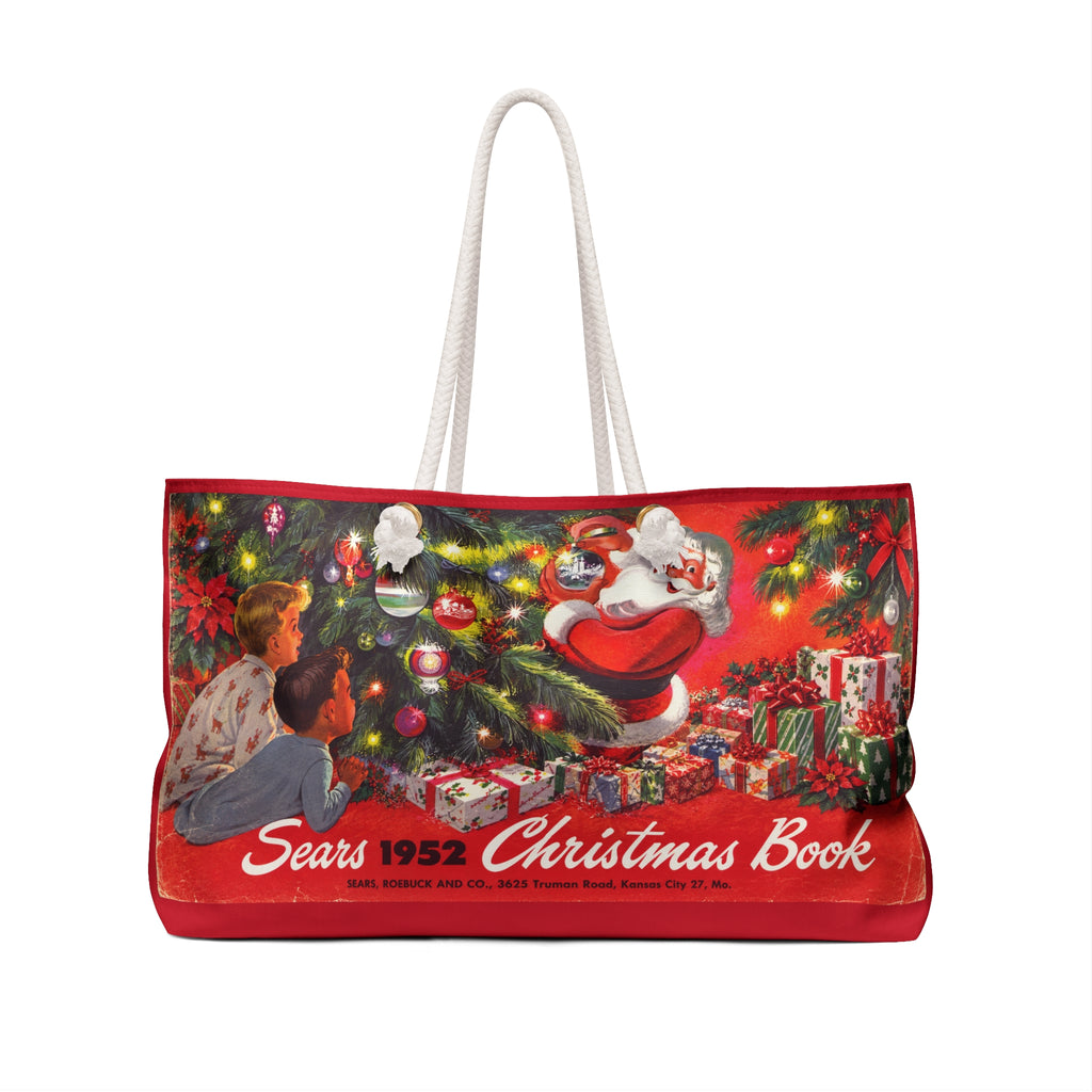 Vintage Sears 1952 Christmas Book Weekender Bag — Retro Santa Holiday Travel Tote