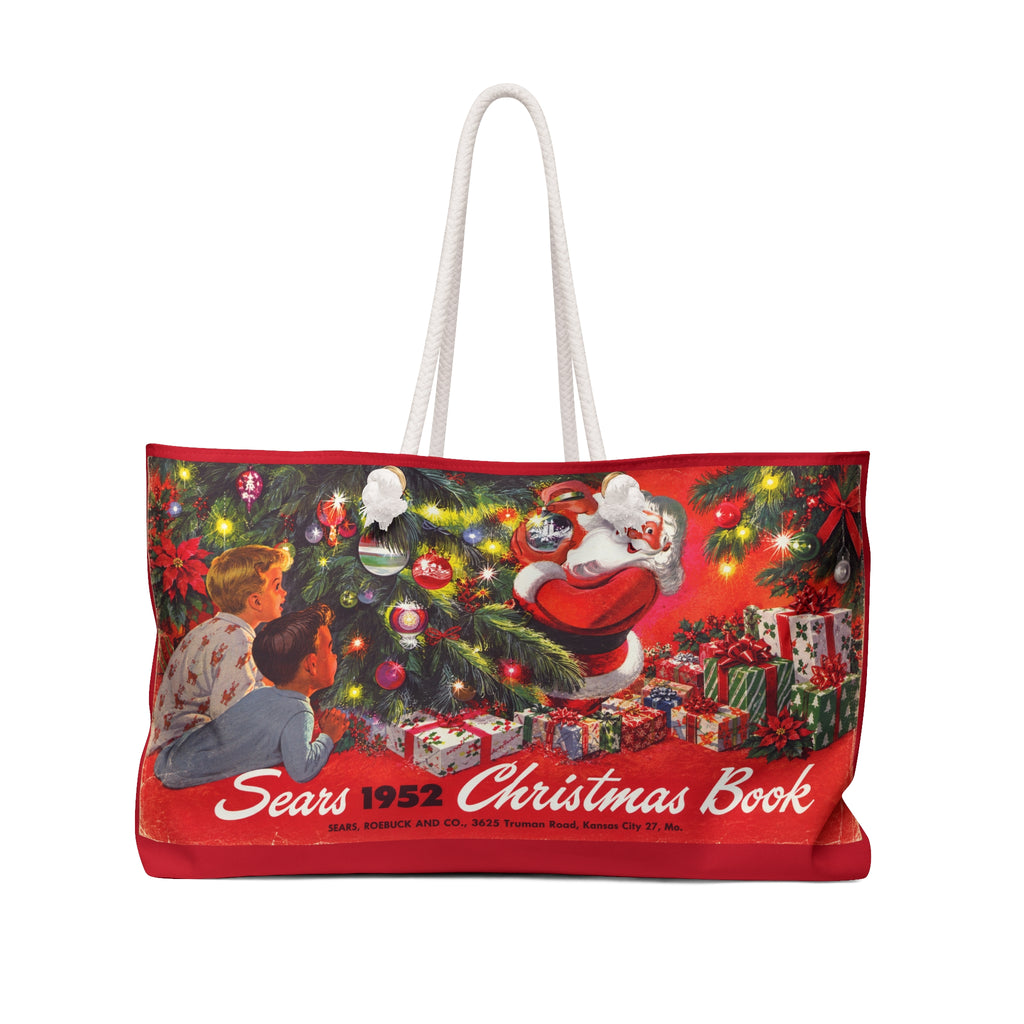 Vintage Sears 1952 Christmas Book Weekender Bag — Retro Santa Holiday Travel Tote