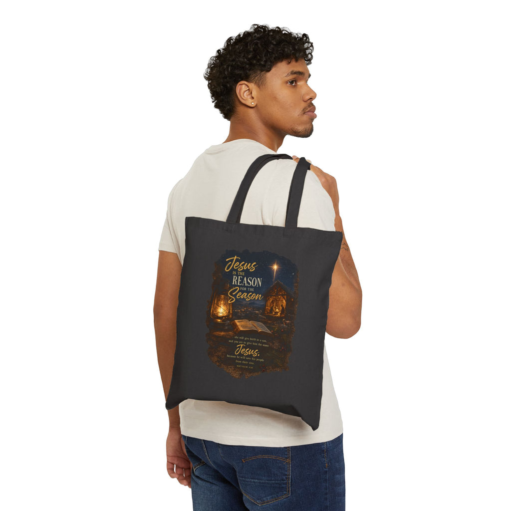 Tote Bag — "Jesus: Reason for the Season" Christmas Nativity Canvas Tote