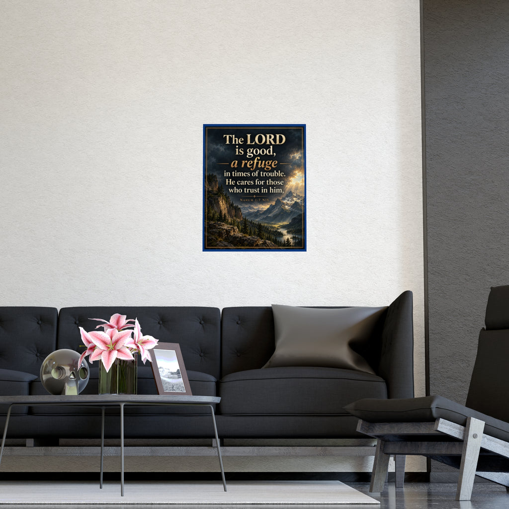 Nahum 1:7 Scripture Vertical Matte Poster