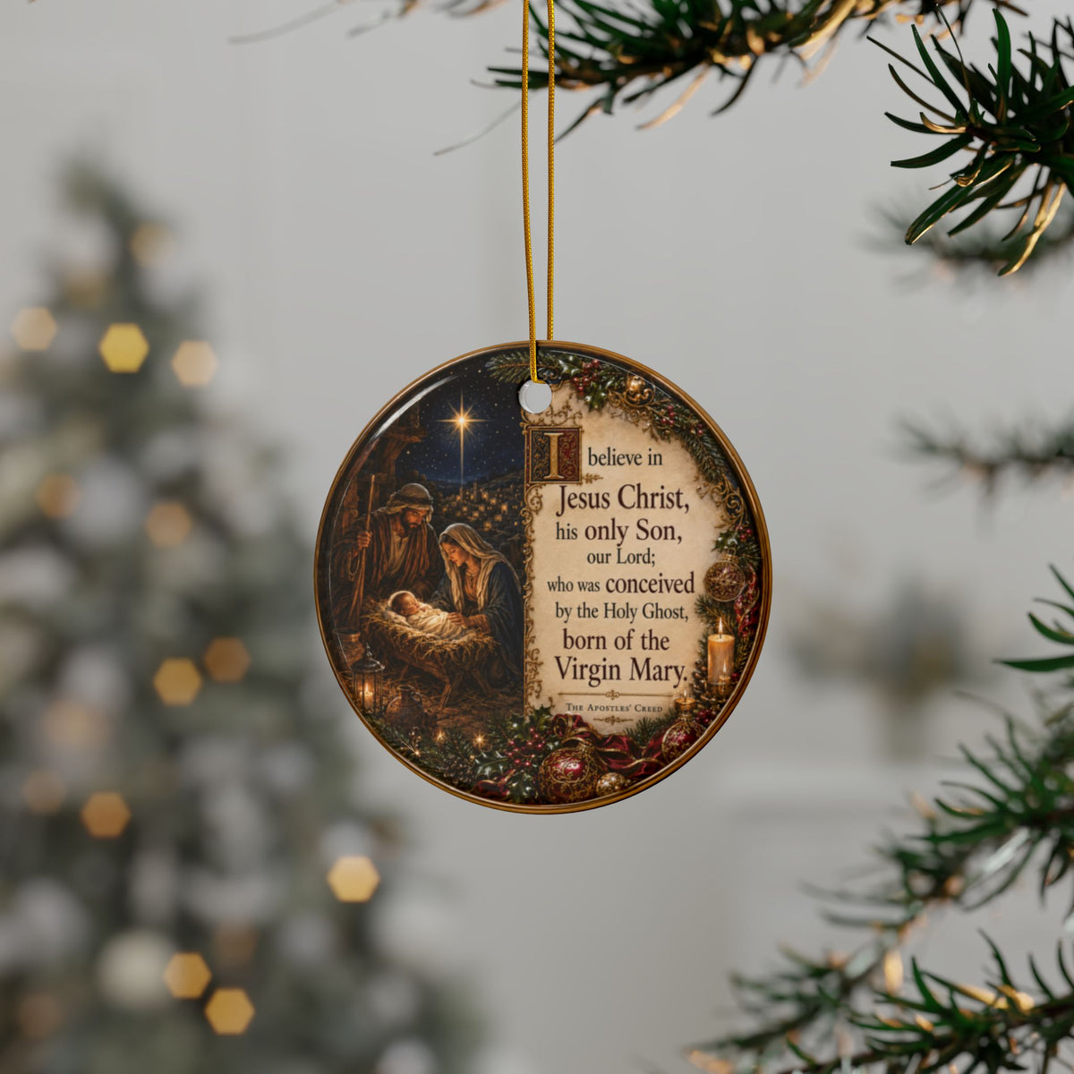 Apostle’s Creed Nativity Christmas Ornaments, 2-Side Print, (1pc, 3pcs, 5pcs, 10pcs)