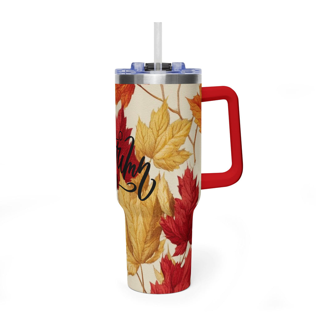 40oz Autumn Leaves Tumbler – "Hello Autumn" Insulated Travel Mug
