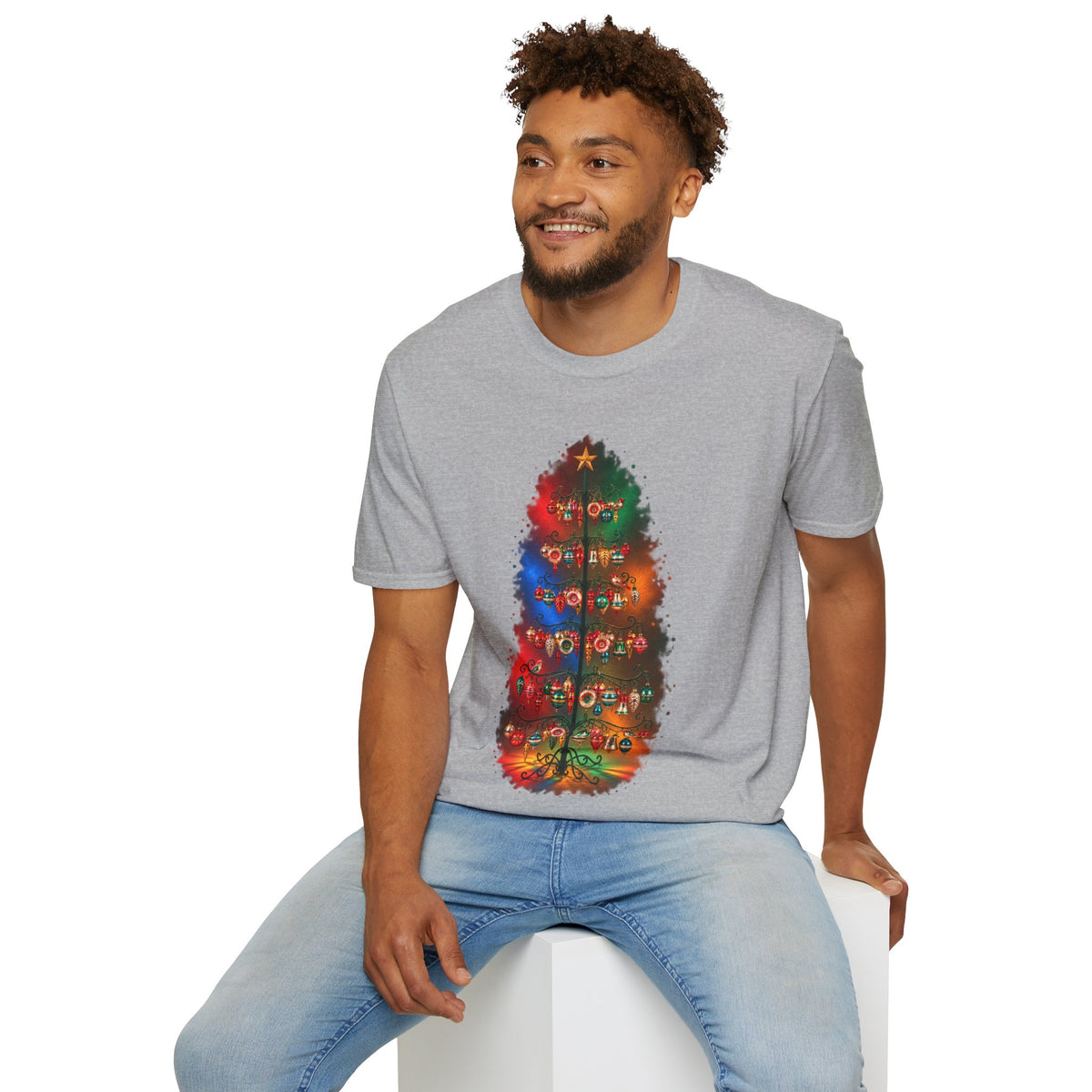 Colorful Holiday Tree T-Shirt | Christmas Lights Ornament Design