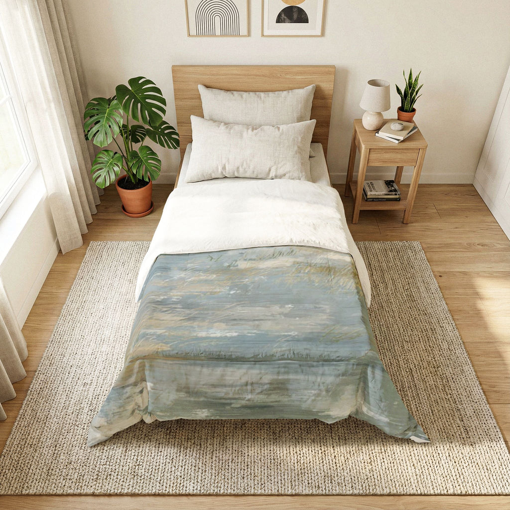 Coastal Meadow Cotton Comforter — Serene Beachscape Bedding