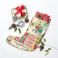 Vintage Christmas Postcard Stocking Christmas Stocking | Retro Holiday Cards Print