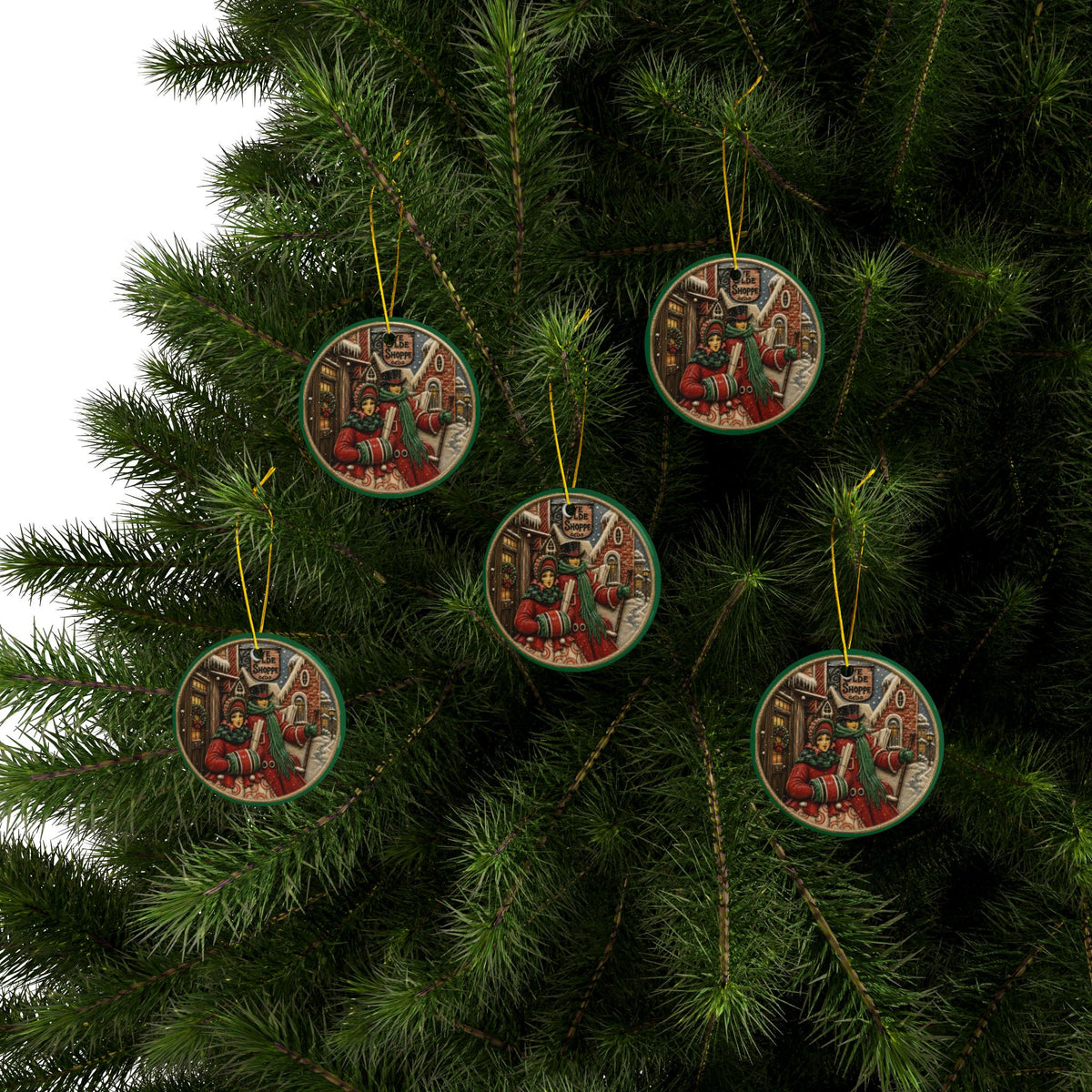 Vintage Victorian Carolers Christmas Card Art Ornaments, 2-Side Print, (1pc, 3pcs, 5pcs, 10pcs)