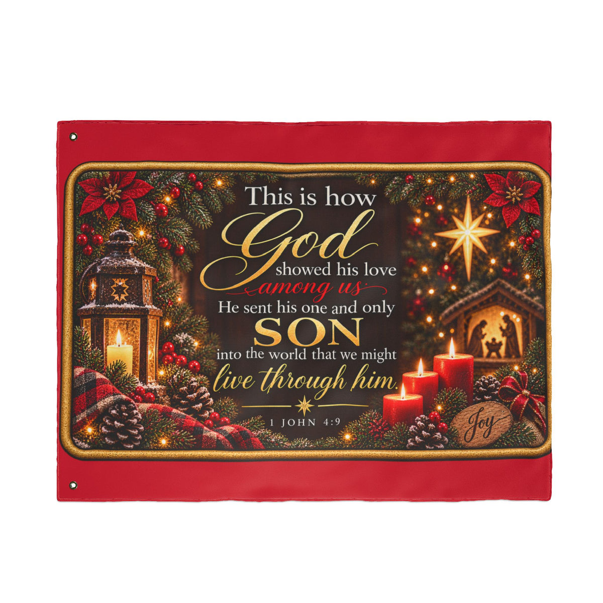 Christmas Nativity Scripture Flag Double Sided | John 3:16 Holiday Outdoor Flag