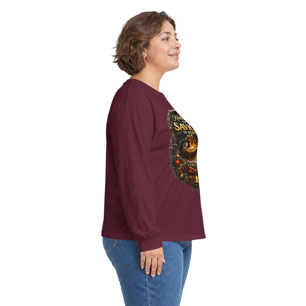 Hallelujah Our Savior Is Born long sleeve tee | Nativity Christmas shirt