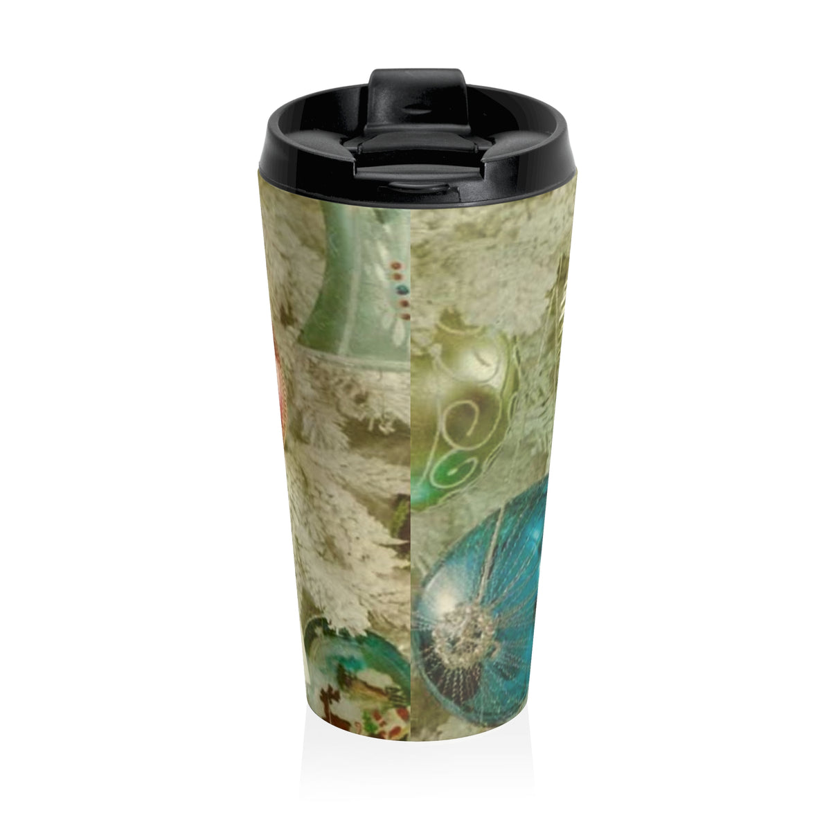 Vintage Christmas Ornaments Travel Mug | Retro Holiday Baubles Thermos
